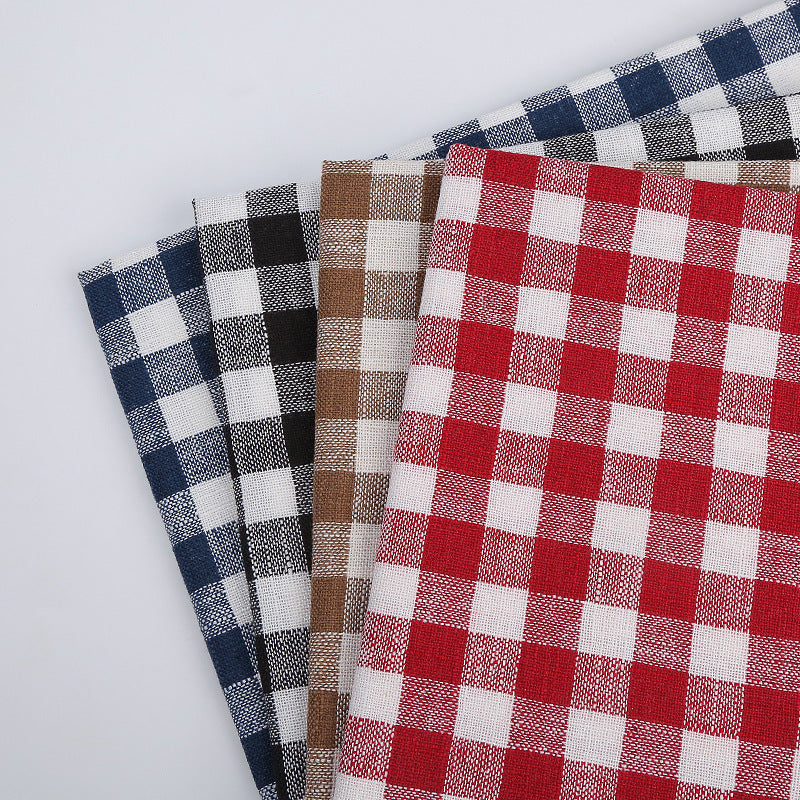 KTX-388243 Small Square Grid Polyester Fabric for Cushion Covers, Bags, and Accessories - 150cm Width