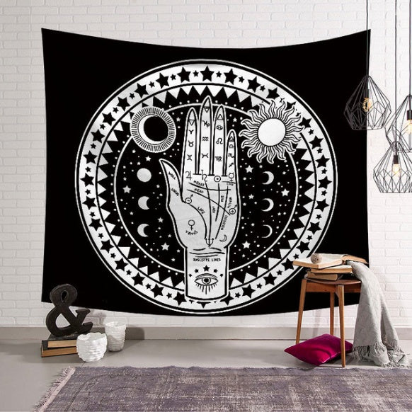 KTX-389267 Sun and Moon Hand Tapestry for Multifunctional Use as Home Decor, Beach Towel, and More