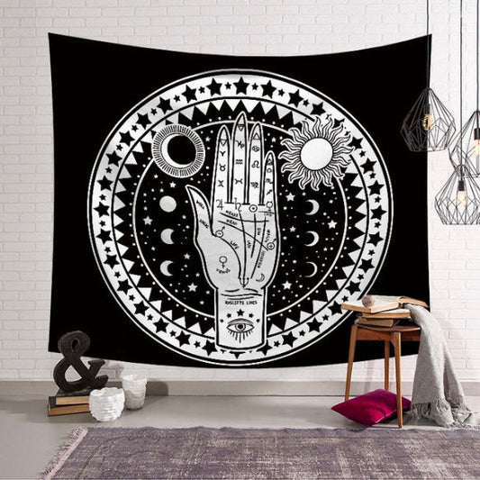 KTX-389267 Sun and Moon Hand Tapestry for Multifunctional Use as Home Decor, Beach Towel, and More