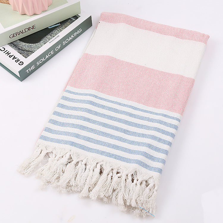 KTX-390291 Turkish Cotton Striped Beach Towel - 100x180cm - 60% Cotton, 40% Polyester