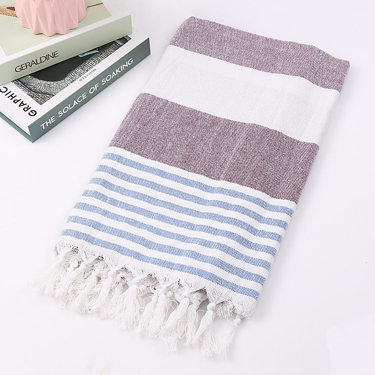 KTX-390291 Turkish Cotton Striped Beach Towel - 100x180cm - 60% Cotton, 40% Polyester