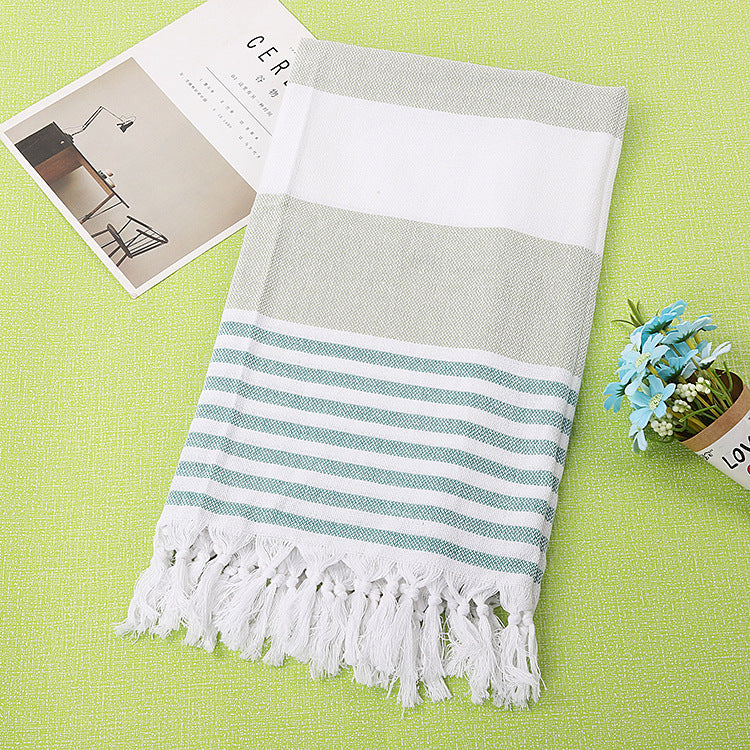 KTX-390291 Turkish Cotton Striped Beach Towel - 100x180cm - 60% Cotton, 40% Polyester