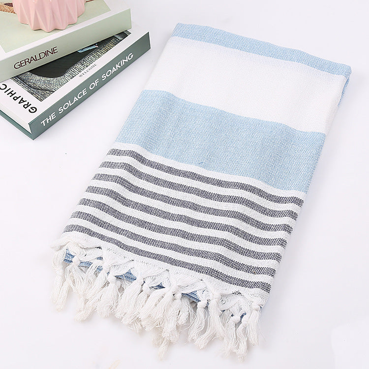 KTX-390291 Turkish Cotton Striped Beach Towel - 100x180cm - 60% Cotton, 40% Polyester