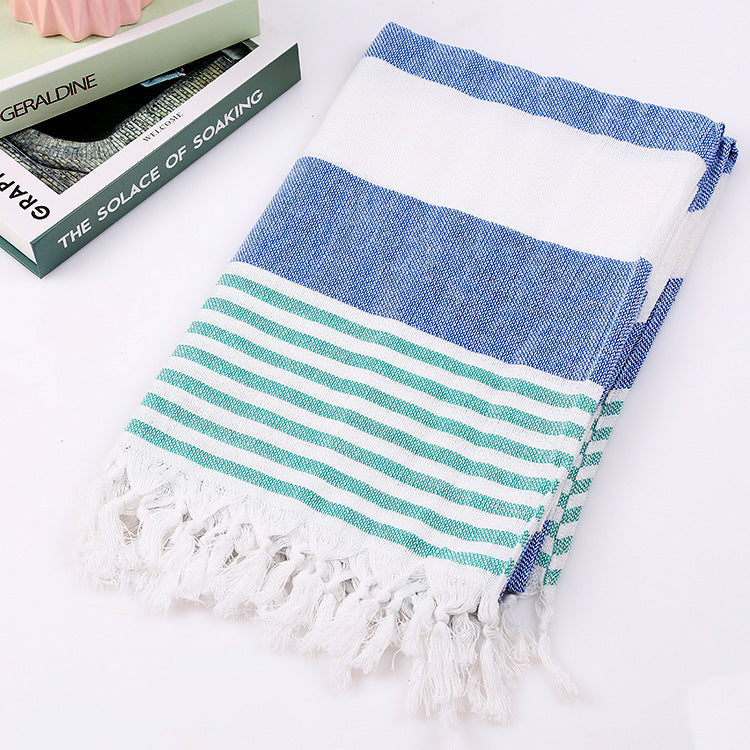 KTX-390291 Turkish Cotton Striped Beach Towel - 100x180cm - 60% Cotton, 40% Polyester