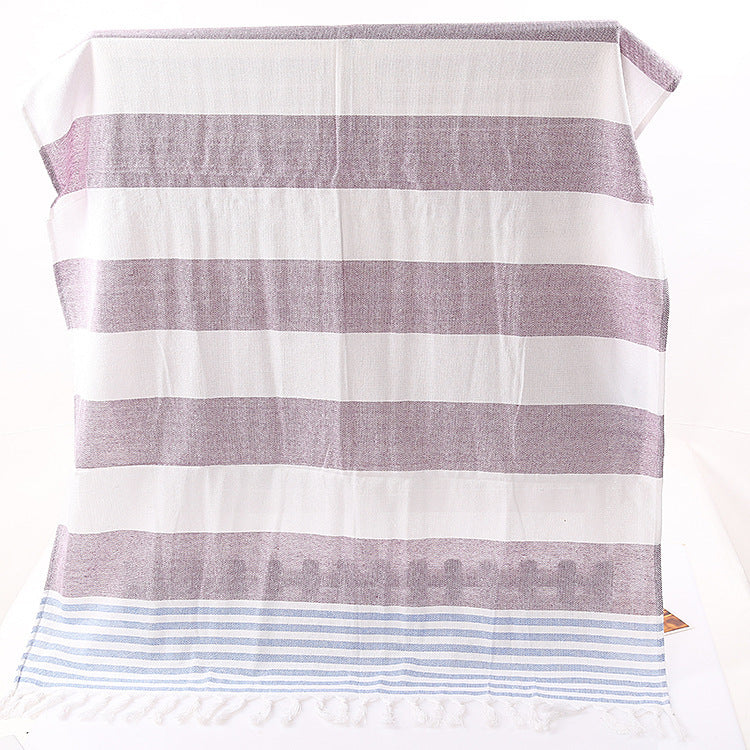 KTX-390291 Turkish Cotton Striped Beach Towel - 100x180cm - 60% Cotton, 40% Polyester