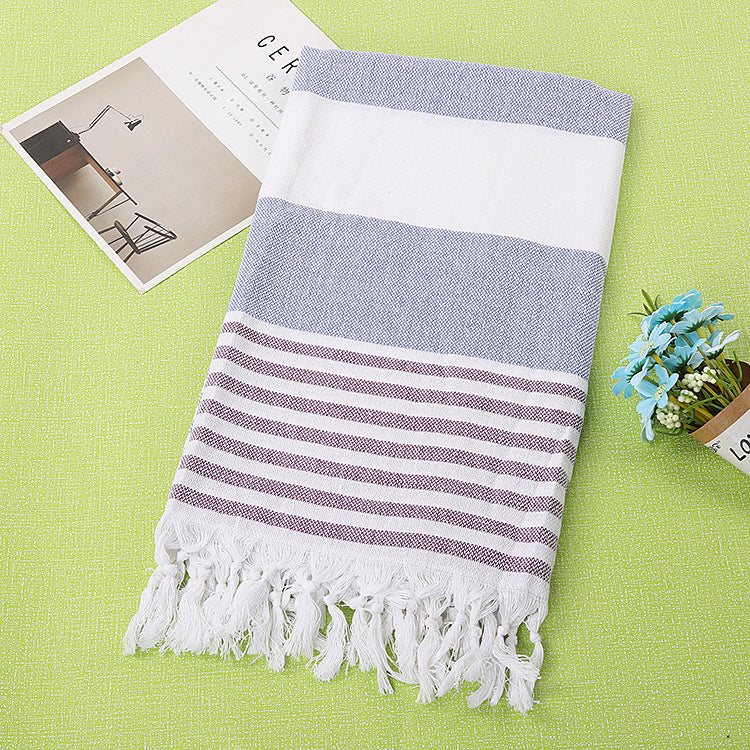 KTX-390291 Turkish Cotton Striped Beach Towel - 100x180cm - 60% Cotton, 40% Polyester