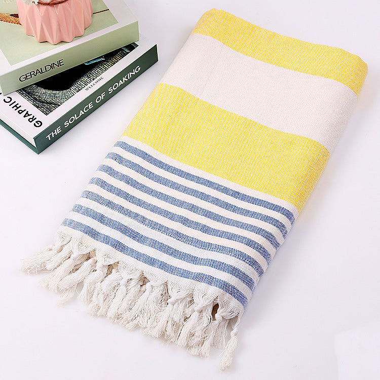 KTX-390291 Turkish Cotton Striped Beach Towel - 100x180cm - 60% Cotton, 40% Polyester