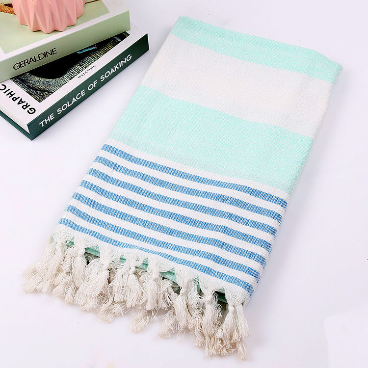 KTX-390291 Turkish Cotton Striped Beach Towel - 100x180cm - 60% Cotton, 40% Polyester