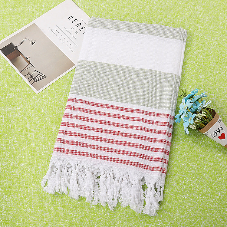 KTX-390291 Turkish Cotton Striped Beach Towel - 100x180cm - 60% Cotton, 40% Polyester
