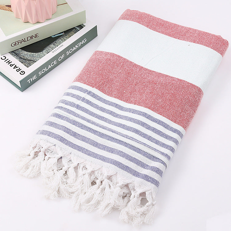 KTX-390291 Turkish Cotton Striped Beach Towel - 100x180cm - 60% Cotton, 40% Polyester
