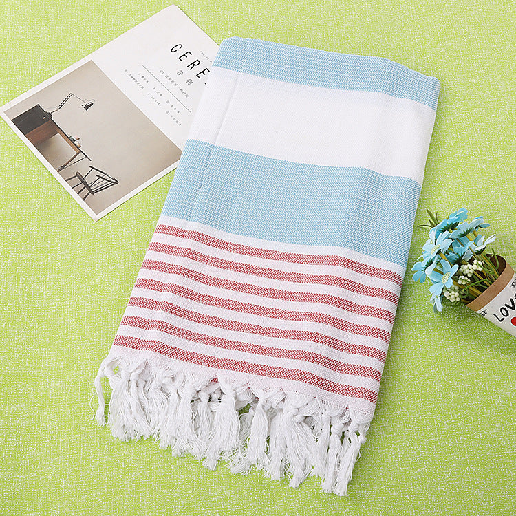 KTX-390291 Turkish Cotton Striped Beach Towel - 100x180cm - 60% Cotton, 40% Polyester