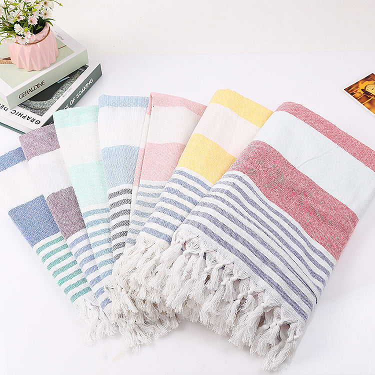 KTX-390291 Turkish Cotton Striped Beach Towel - 100x180cm - 60% Cotton, 40% Polyester
