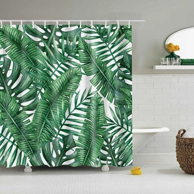 KTX-390419 Tropical Digital Print Shower Curtain with High-Resolution Design and Eco-Friendly Material