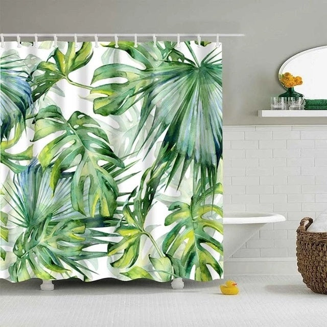 KTX-390419 Tropical Digital Print Shower Curtain with High-Resolution Design and Eco-Friendly Material