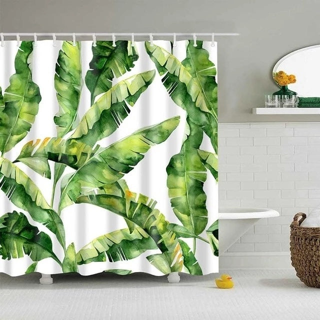 KTX-390419 Tropical Digital Print Shower Curtain with High-Resolution Design and Eco-Friendly Material
