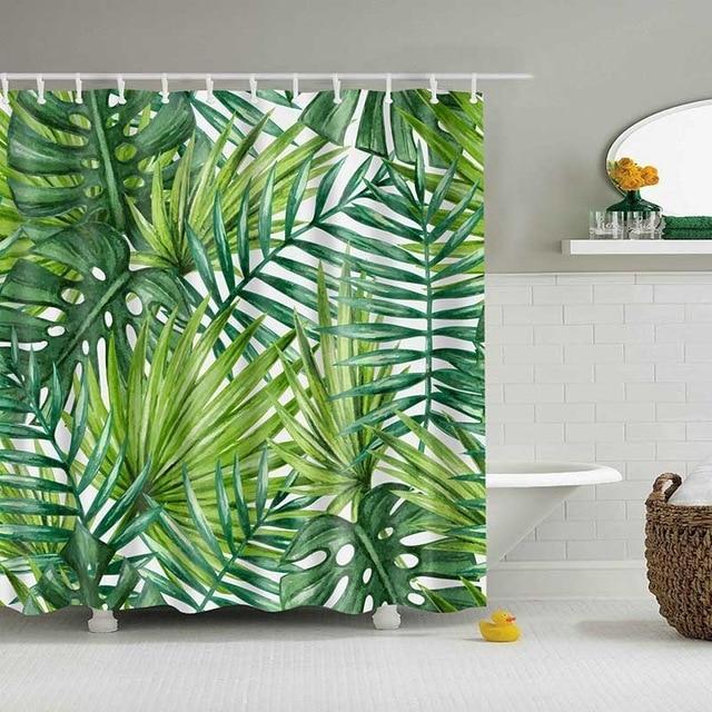 KTX-390419 Tropical Digital Print Shower Curtain with High-Resolution Design and Eco-Friendly Material