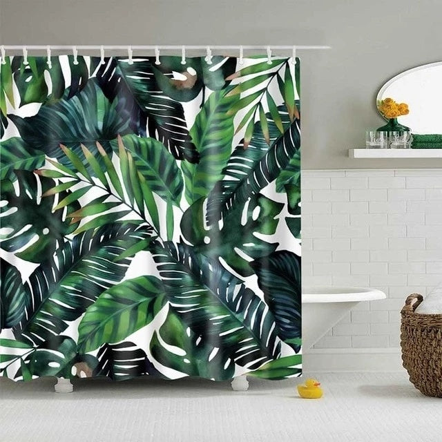 KTX-390419 Tropical Digital Print Shower Curtain with High-Resolution Design and Eco-Friendly Material