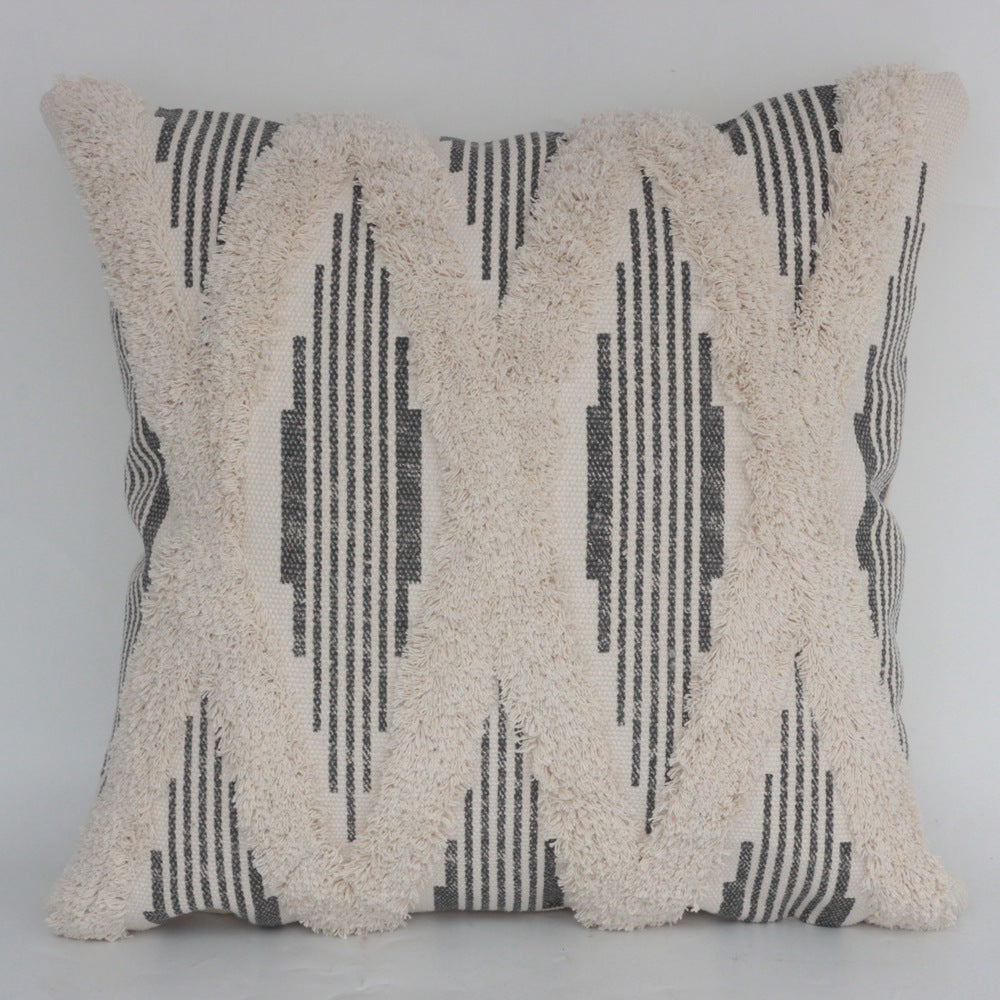 KTX-390547 Cotton Woven Pinstripe Tufted Pillowcase for Sofa or Car, 45x45cm & 30x50cm