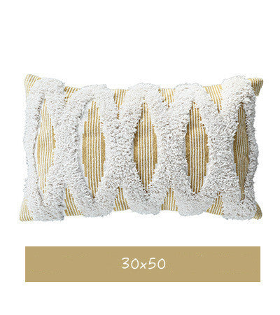 KTX-390547 Cotton Woven Pinstripe Tufted Pillowcase for Sofa or Car, 45x45cm & 30x50cm