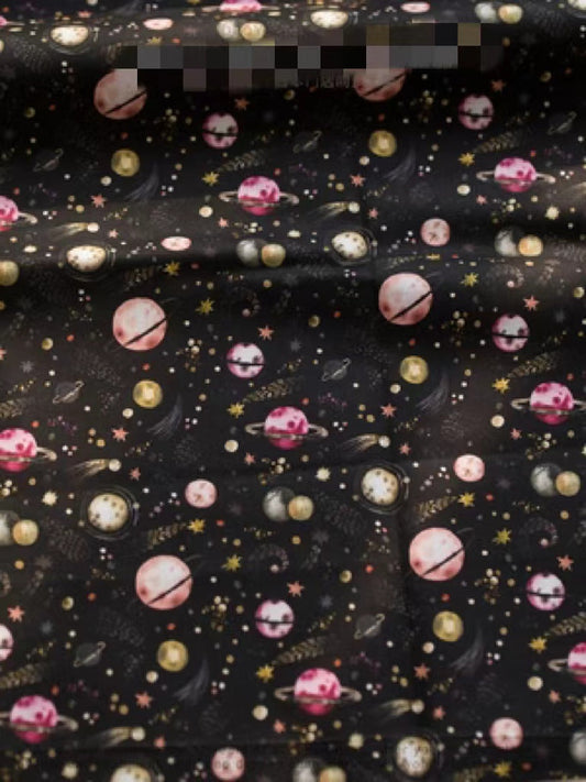 KTX-390547 Digital Printed Cotton Fabric - Cartoon Animation Starry Sky Design, 145CM Width