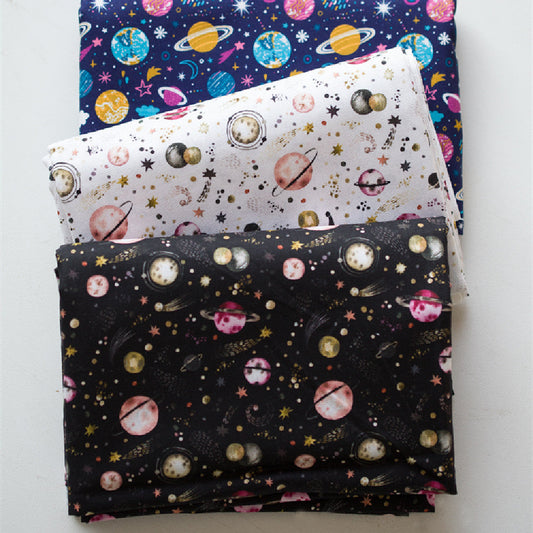 KTX-390547 Digital Printed Cotton Fabric - Cartoon Animation Starry Sky Design, 145CM Width