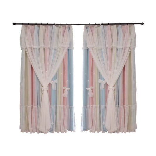 KTX-391571 Nordic Style Starry Hollow Blackout Curtains for Bedrooms – Multiple Sizes and Colors Available