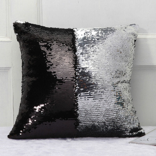 KTX-394003 Fashionable Black and White Sequin Decorative Cushion Cover for Sofa
