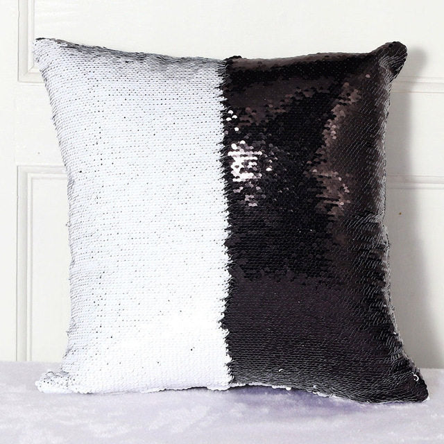 KTX-394003 Fashionable Black and White Sequin Decorative Cushion Cover for Sofa