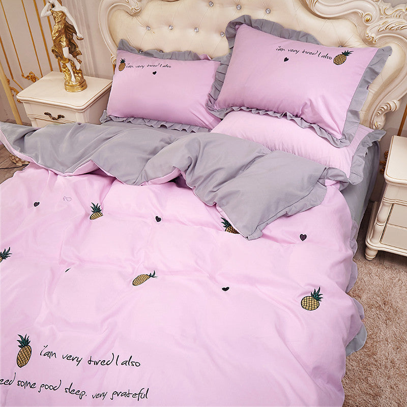 KTX-395091 Princess Wind Embroidered Bed Sheet and Cover Set - Multiple Sizes Available