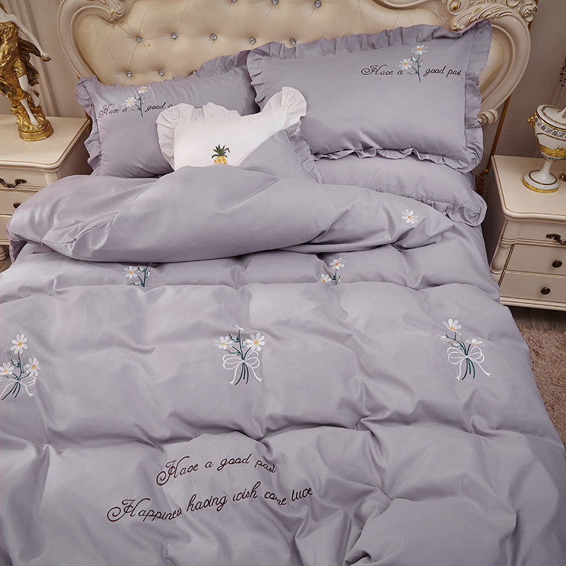 KTX-395091 Princess Wind Embroidered Bed Sheet and Cover Set - Multiple Sizes Available