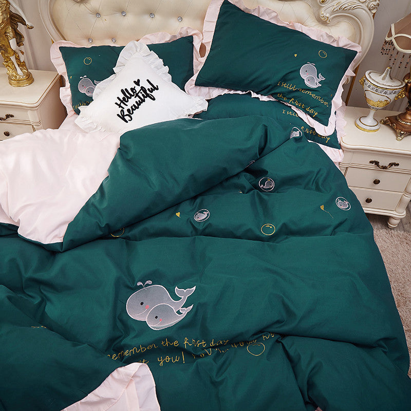 KTX-395091 Princess Wind Embroidered Bed Sheet and Cover Set - Multiple Sizes Available