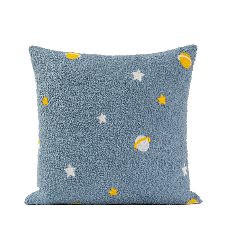 KTX-395219 Blue Planet Modern Embroidered Pillow for Living Room - Available in 45x45cm and 30x50cm