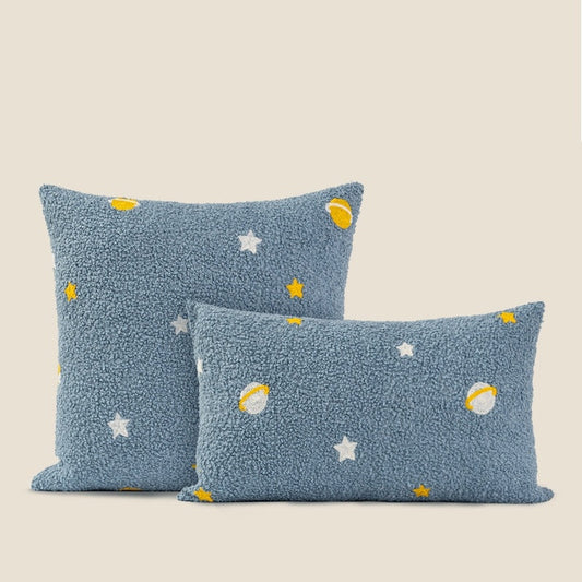 KTX-395219 Blue Planet Modern Embroidered Pillow for Living Room - Available in 45x45cm and 30x50cm