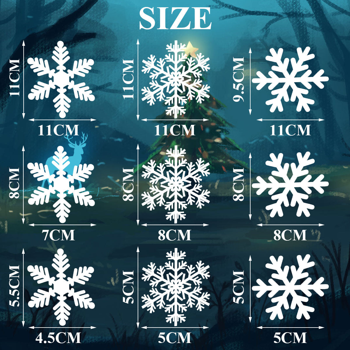 KTX-395411 White Snowflake Window Clings - 135 Pcs Static Stickers for Christmas and Winter Decorations