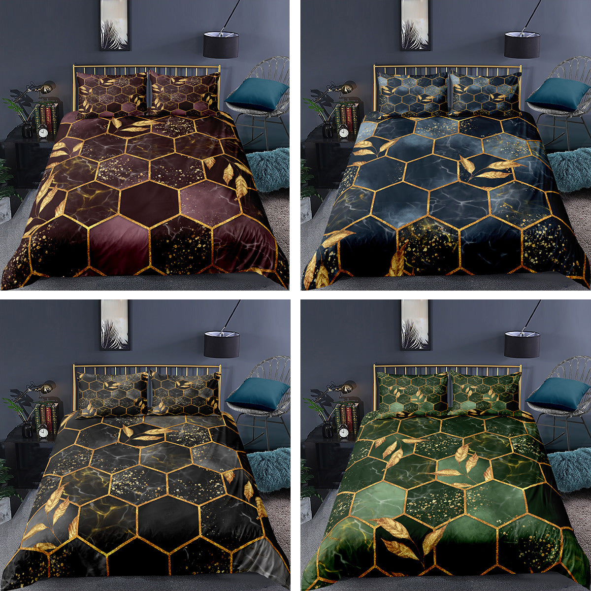 KTX-395475 Digital Printing Geometric Quilt Cover Set - 3-Piece Bedding Collection