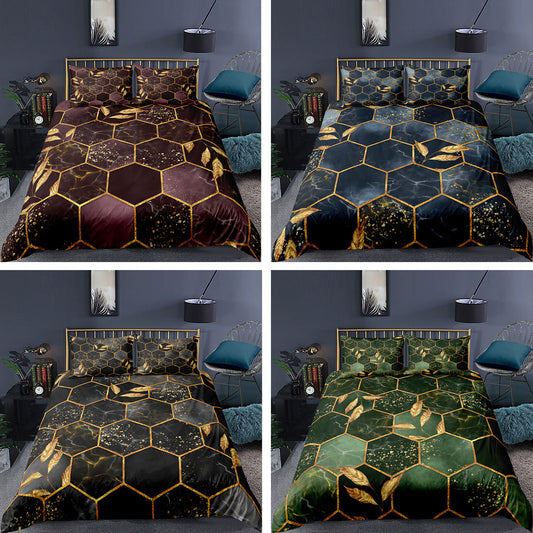 KTX-395475 Digital Printing Geometric Quilt Cover Set - 3-Piece Bedding Collection