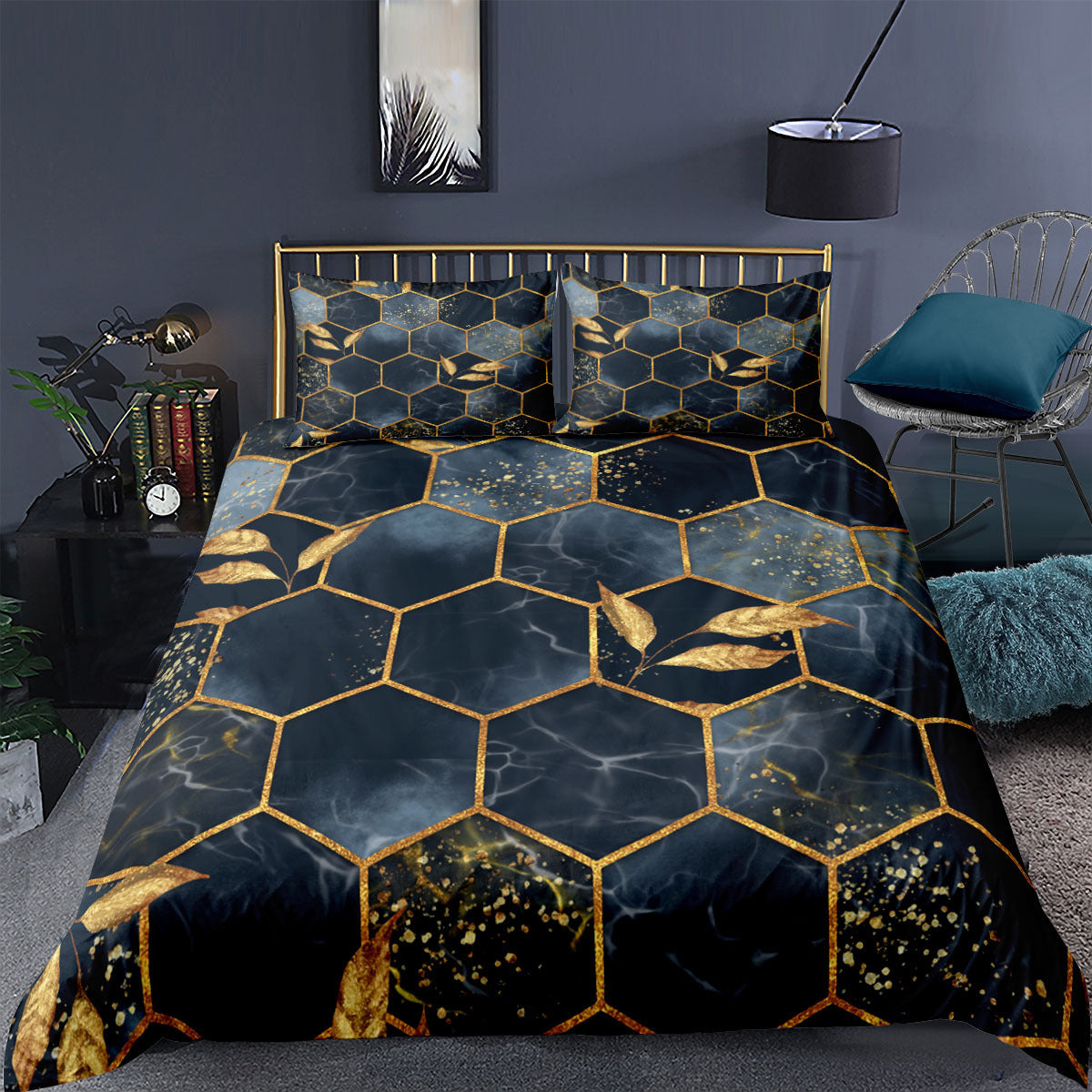 KTX-395475 Digital Printing Geometric Quilt Cover Set - 3-Piece Bedding Collection