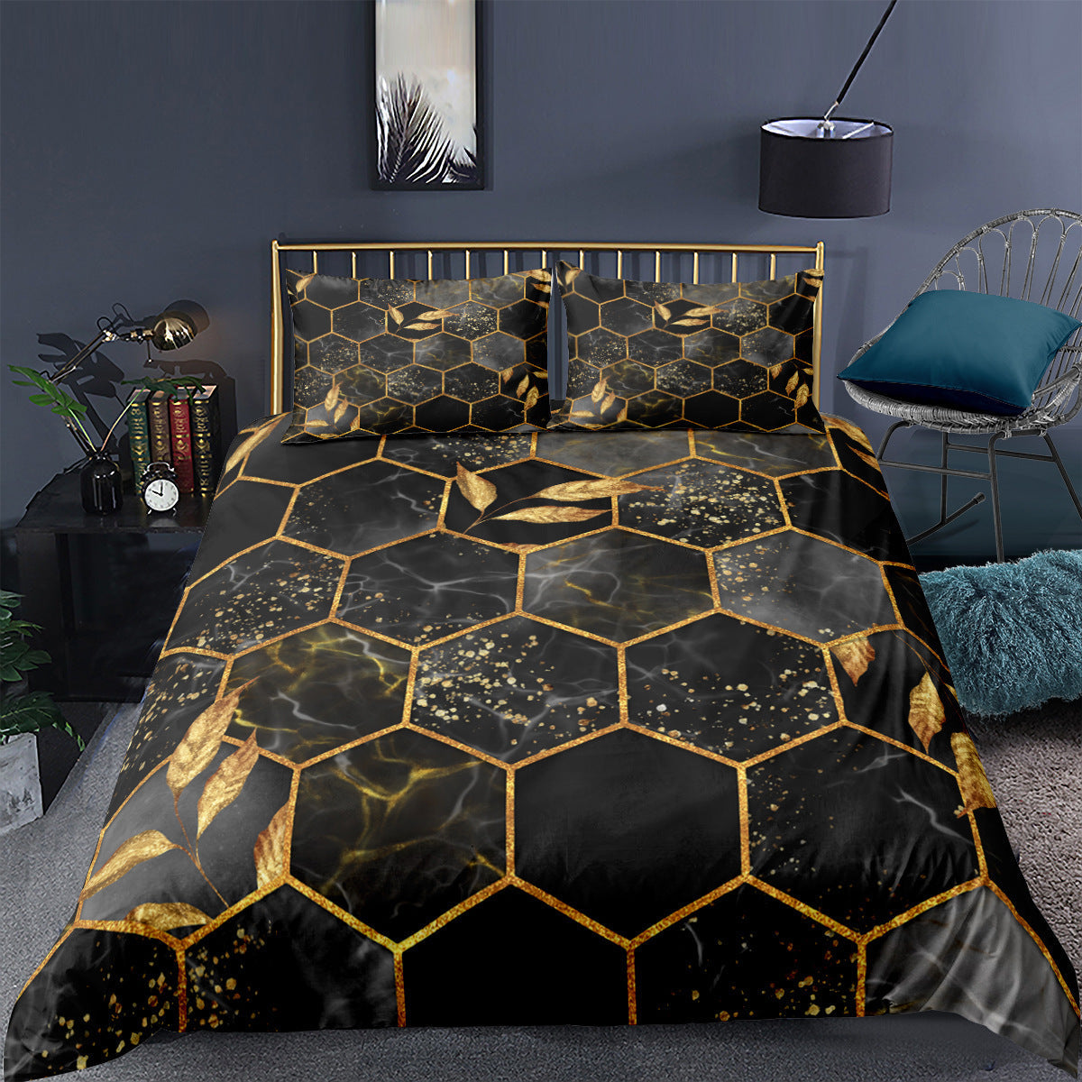 KTX-395475 Digital Printing Geometric Quilt Cover Set - 3-Piece Bedding Collection