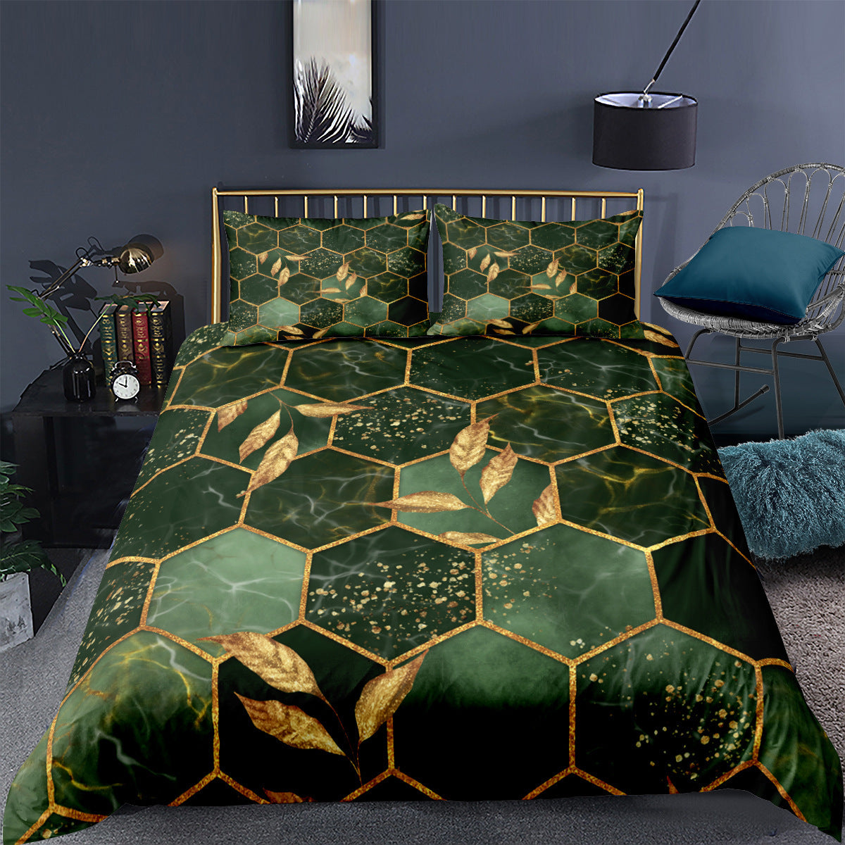KTX-395475 Digital Printing Geometric Quilt Cover Set - 3-Piece Bedding Collection