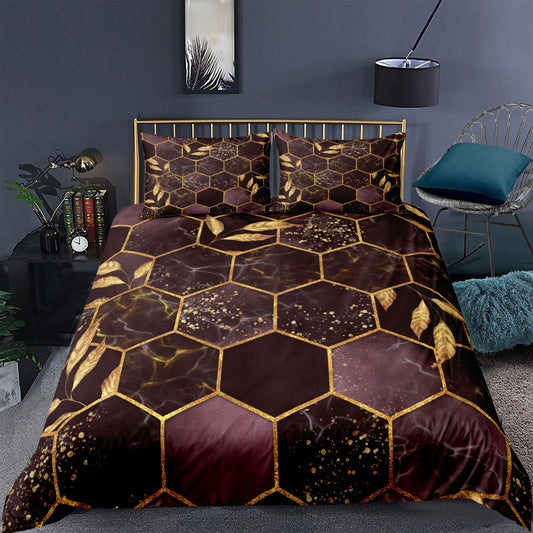 KTX-395475 Digital Printing Geometric Quilt Cover Set - 3-Piece Bedding Collection
