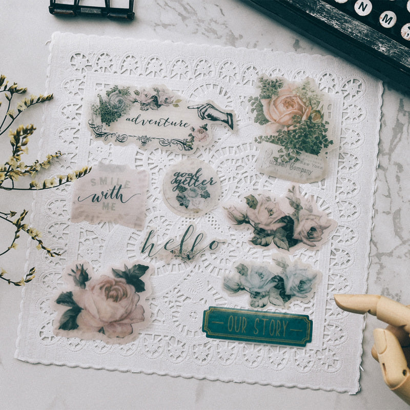 KTX-397395 Vintage Handcrafted Acid Paper Sticker Set - 45 Unique Designs