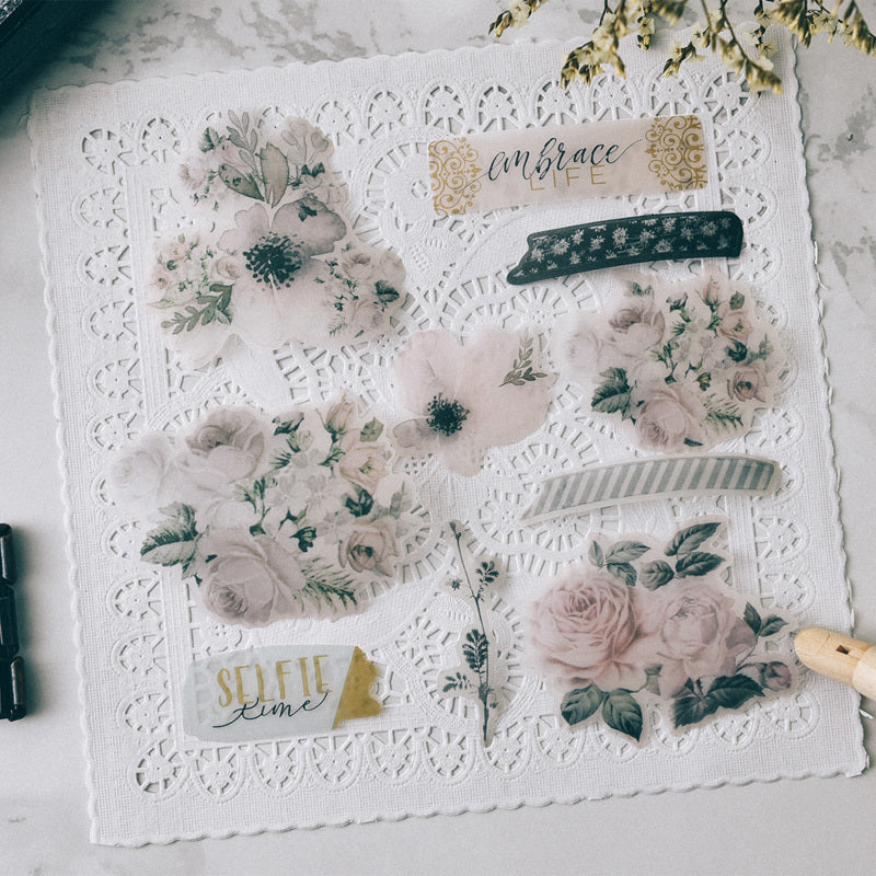 KTX-397395 Vintage Handcrafted Acid Paper Sticker Set - 45 Unique Designs