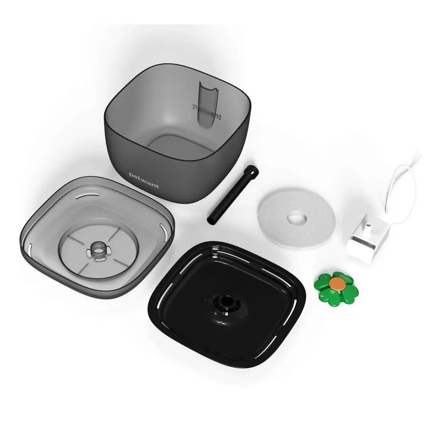 KTX-398227 Pet Water Fountain with 2L BPA-Free Capacity and 360° Water Outlet, Automated Filter System and Ultra-Quiet Pump