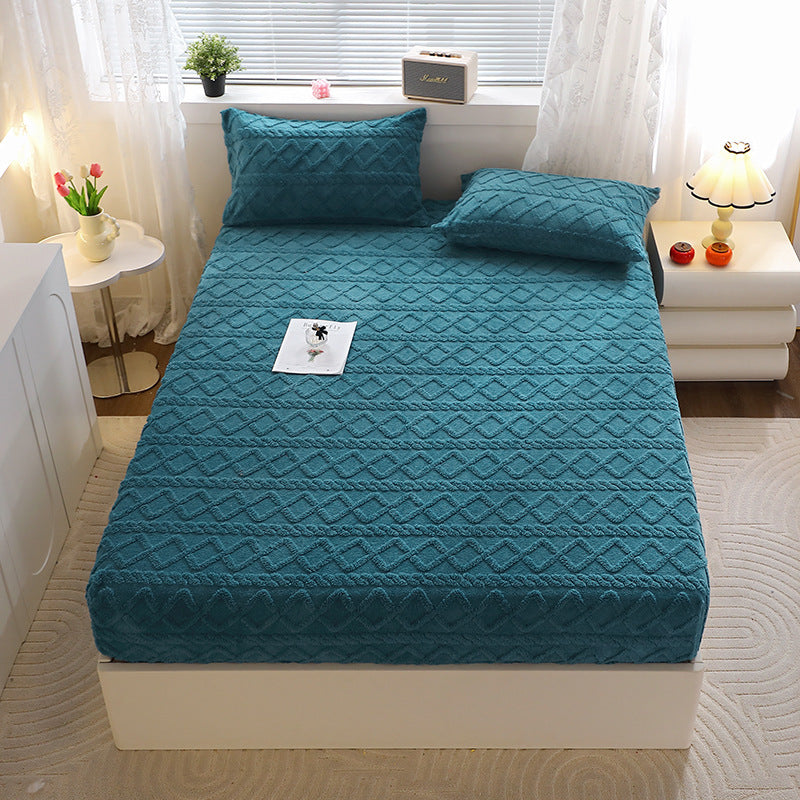 KTX-398419 Taffon Quilted Fitted Sheet in Various Sizes - Polyester-Cotton Blend with Tie Dye Design