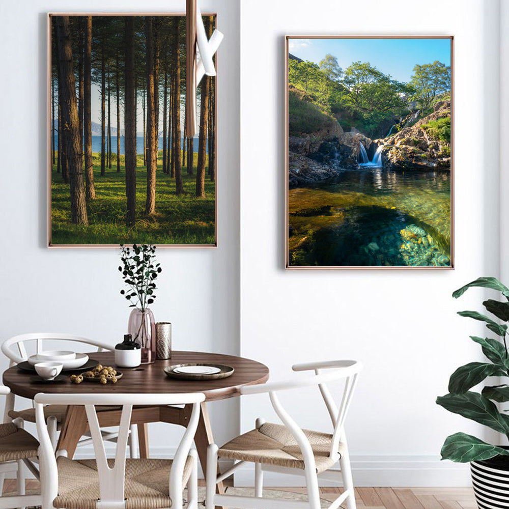 KTX-398547 Hand-Painted Summer Forest Landscape Oil Painting on Canvas, Multiple Sizes Available