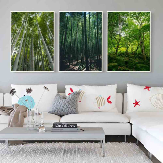 KTX-398547 Hand-Painted Summer Forest Landscape Oil Painting on Canvas, Multiple Sizes Available