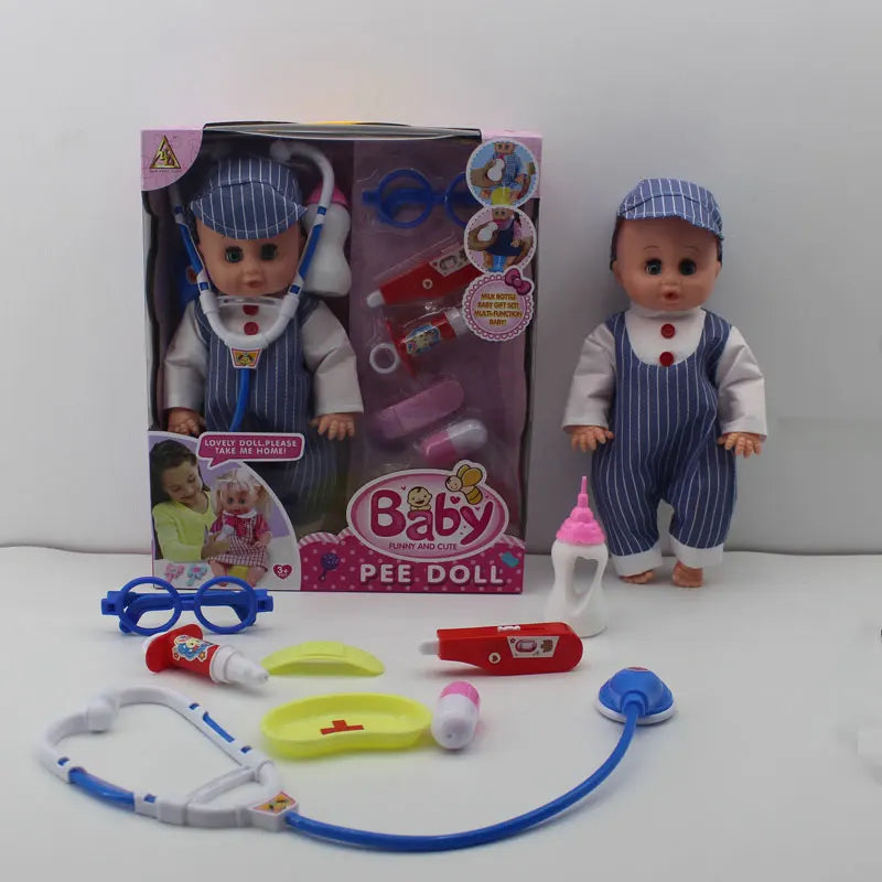 KTX-398867 16-Inch Soft Silicone Interactive Doctor Doll Set for Pretend Play and Medical Games