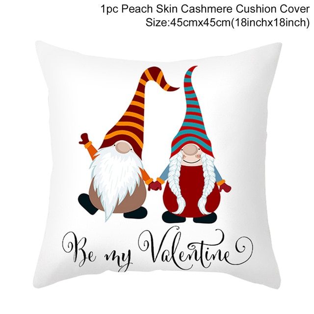 KTX-399443 Red Cartoon Letter Valentine's Day Pillowcase in Peach Skin for Living Room or Bedroom, 45x45cm