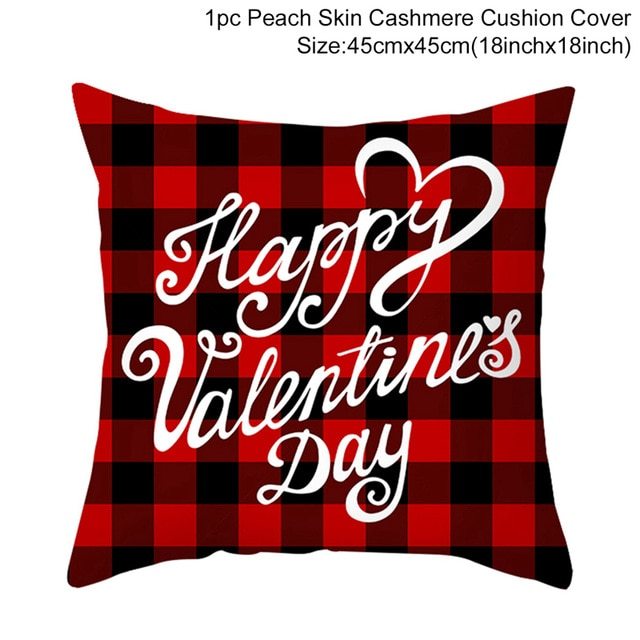 KTX-399443 Red Cartoon Letter Valentine's Day Pillowcase in Peach Skin for Living Room or Bedroom, 45x45cm