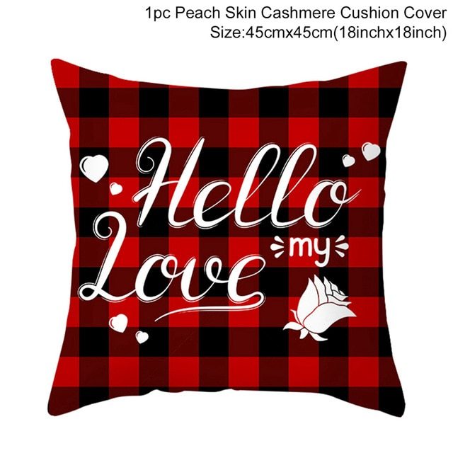 KTX-399443 Red Cartoon Letter Valentine's Day Pillowcase in Peach Skin for Living Room or Bedroom, 45x45cm